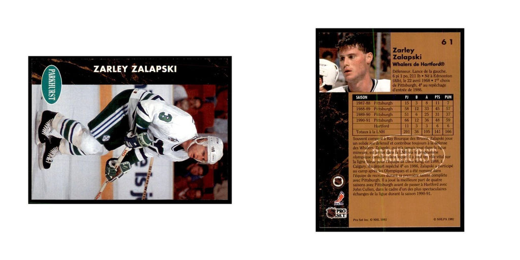 1991 Parkhurst French Zarley Zalapski Hockey Cards #61