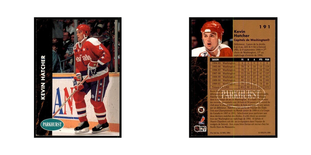 1991 Parkhurst French Kevin Hatcher Hockey Cards #191