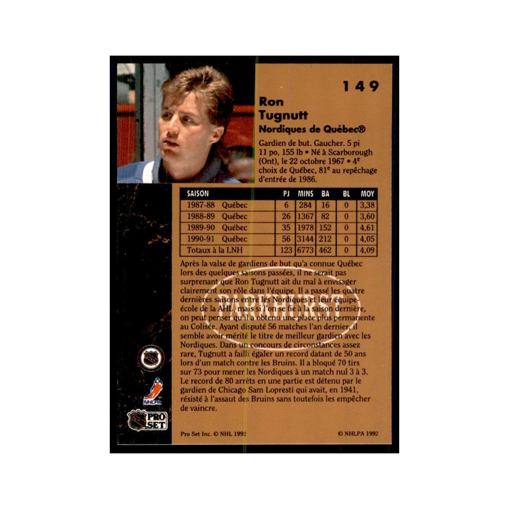 1991 Parkhurst French Ron Tugnutt Hockey Cards #149