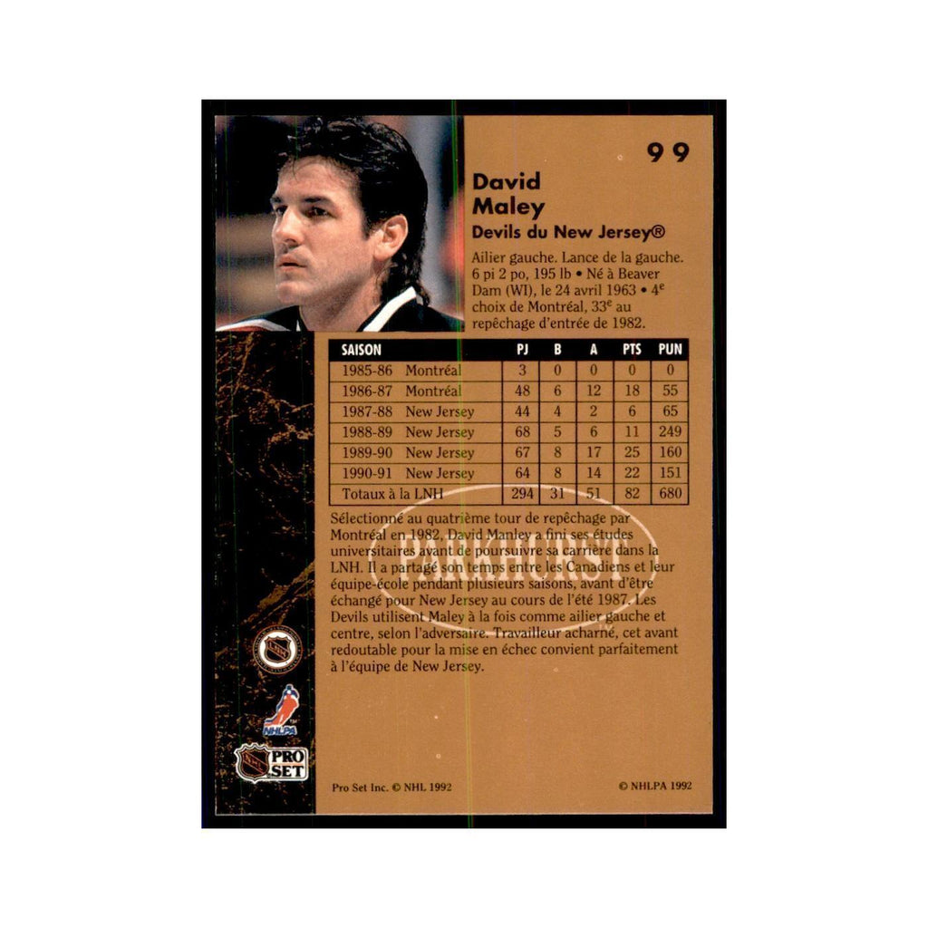 1991 Parkhurst French David Maley Hockey Cards #99