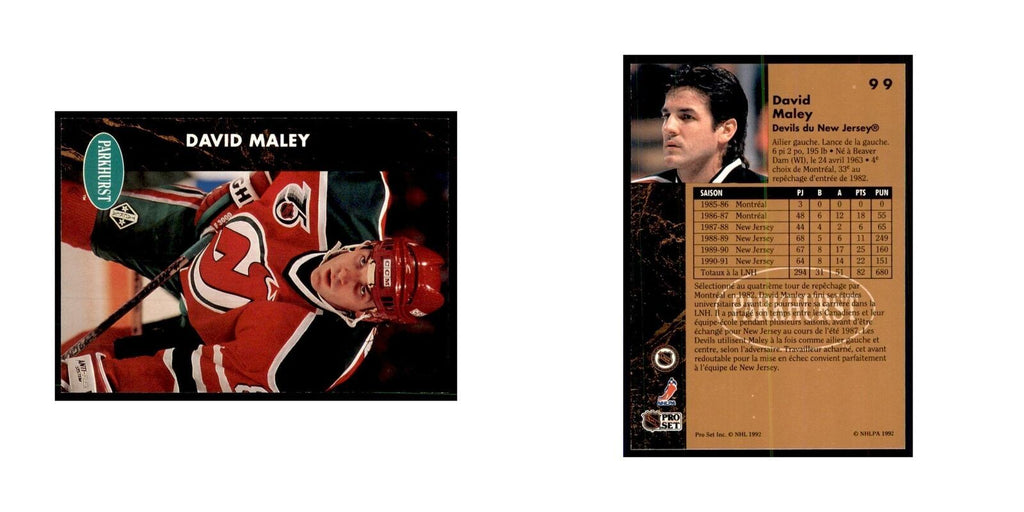 1991 Parkhurst French David Maley Hockey Cards #99