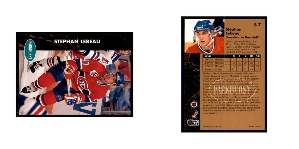 1991 Parkhurst French Stephan Lebeau Hockey Cards #87