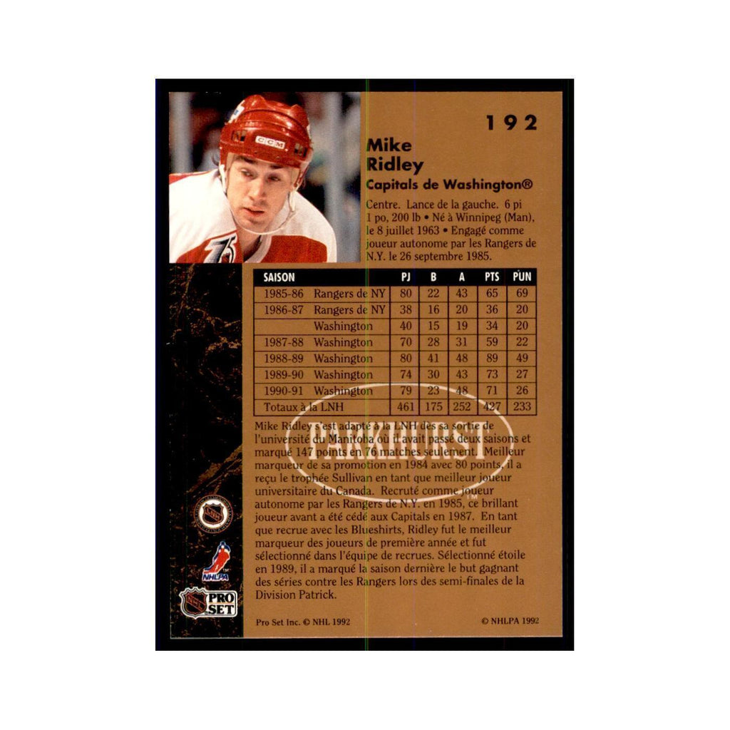 1991 Parkhurst French Mike Ridley Hockey Cards #192
