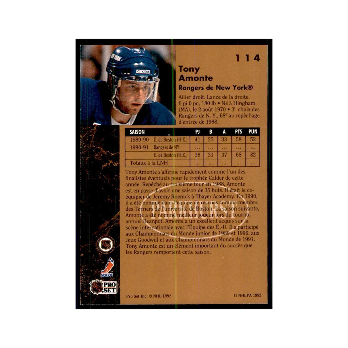 1991 Parkhurst French Tony Amonte Hockey Cards #114