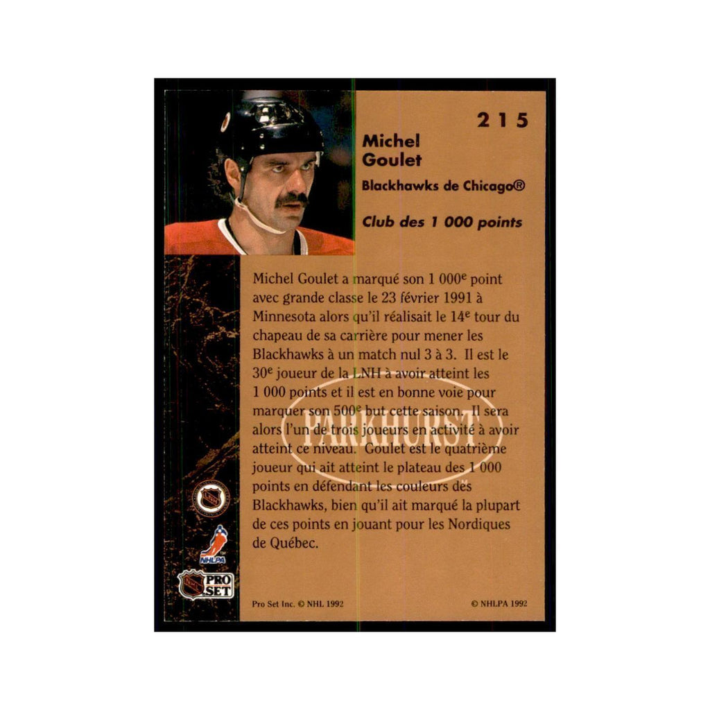 1991 Parkhurst French Michel Goulet Hockey Cards #215