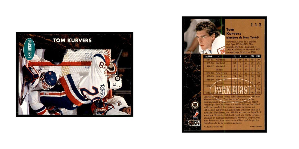 1991 Parkhurst French Tom Kurvers Hockey Cards #112
