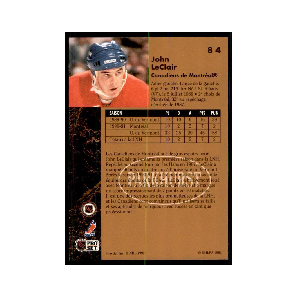 1991 Parkhurst French John LeClair Hockey Cards #84