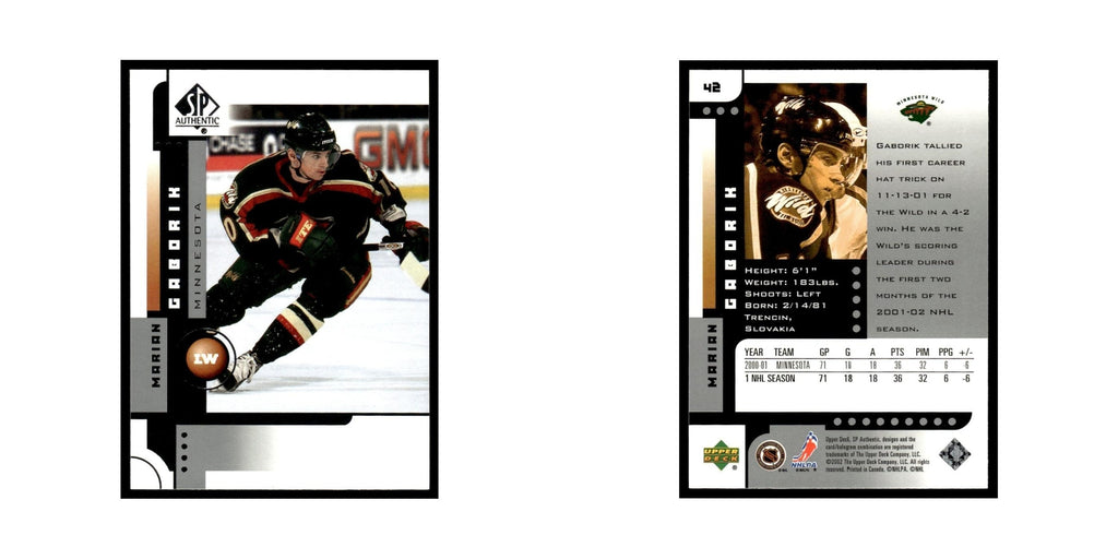 Marian Gaborik 2001 Upper Deck SP Authentic #42 Minnesota Wild Hockey Card NM
