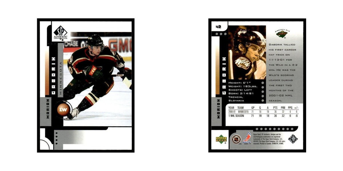 Marian Gaborik 2001 Upper Deck SP Authentic #42 Minnesota Wild Hockey Card NM