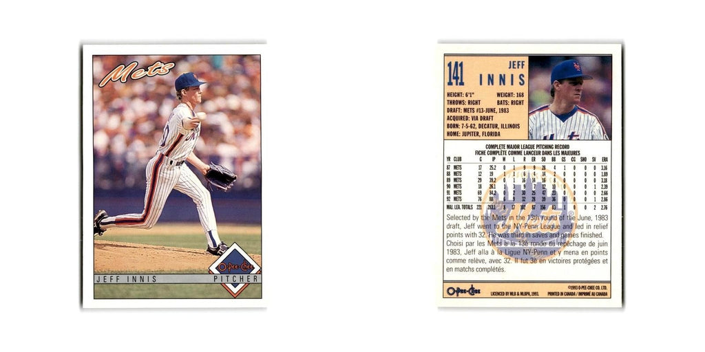 Jeff Innis 1993 O-Pee-Chee #141 New York Mets Baseball Card NM
