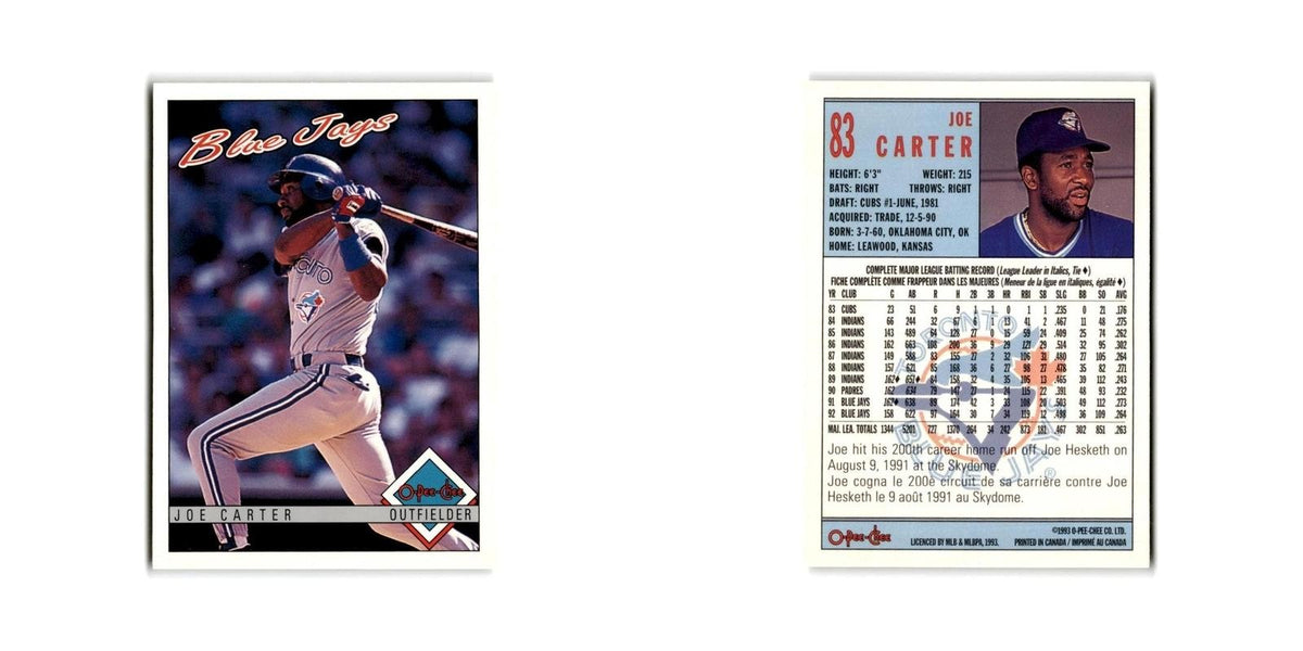 Joe Carter 1993 O-Pee-Chee #83 Toronto Blue Jays Baseball Card NM