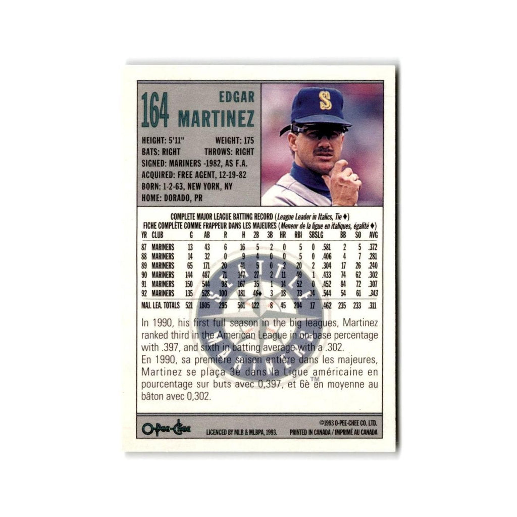 Edgar Martinez 1993 O-Pee-Chee #164 Seattle Mariners Baseball Card NM