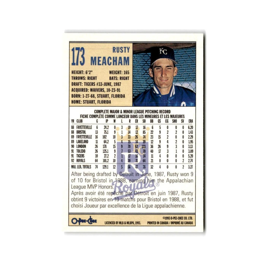 Rusty Meacham 1993 O-Pee-Chee #173 Kansas City Royals Baseball Card NM
