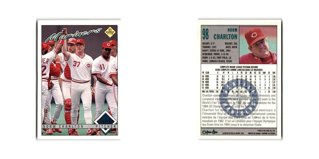 Norm Charlton 1993 O-Pee-Chee #98 Seattle Mariners Baseball Card NM