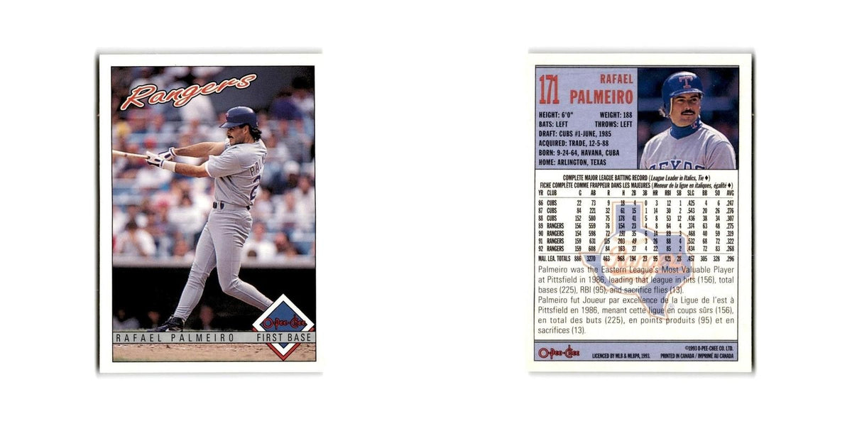 Rafael Palmeiro 1993 O-Pee-Chee #171 Texas Rangers Baseball Card NM
