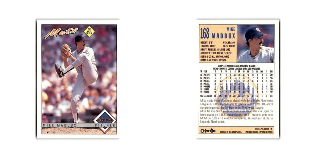 Mike Maddux 1993 O-Pee-Chee #168 New York Mets Baseball Card NM