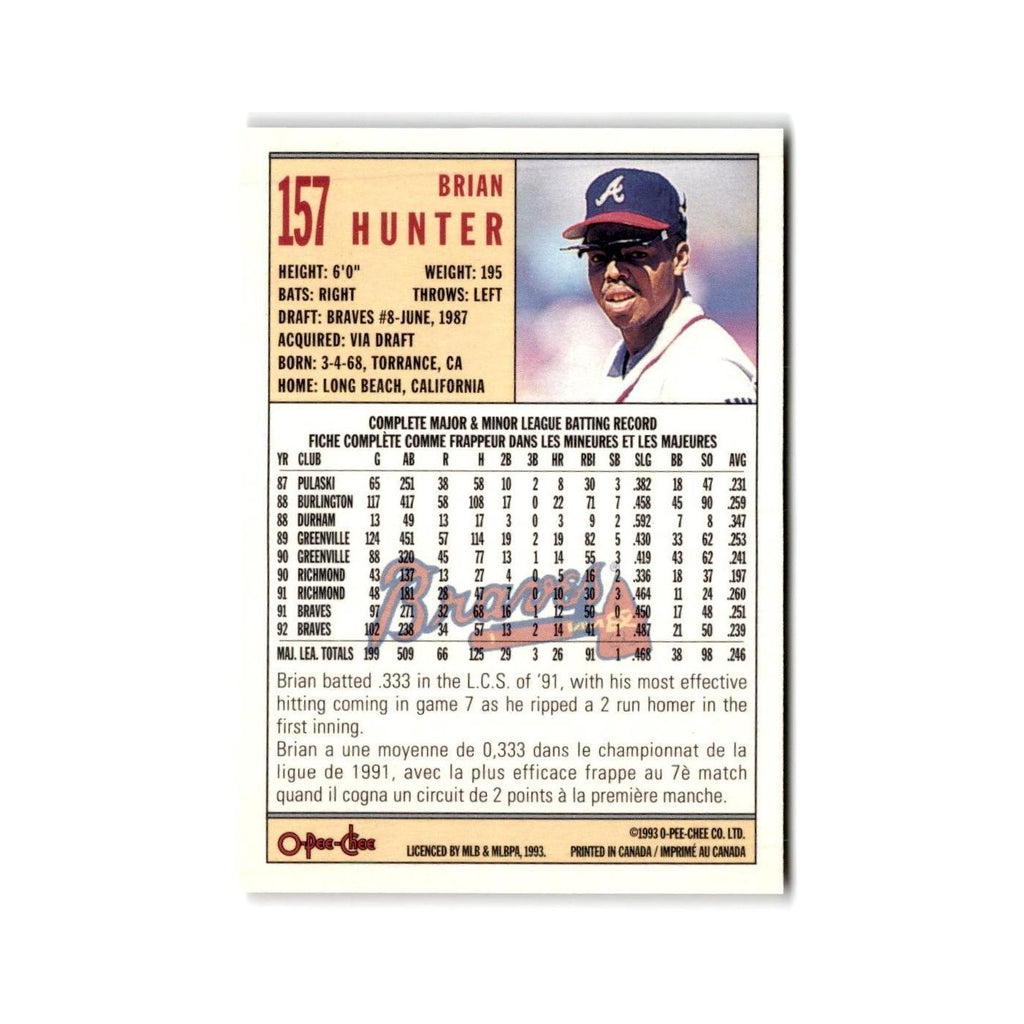Brian Hunter 1993 O-Pee-Chee #157 Atlanta Braves Baseball Card NM