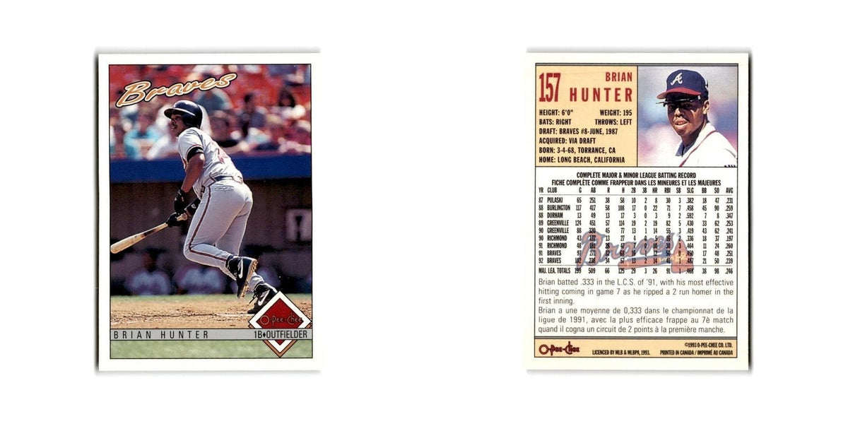 Brian Hunter 1993 O-Pee-Chee #157 Atlanta Braves Baseball Card NM