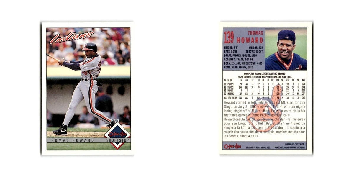Thomas Howard 1993 O-Pee-Chee #139 Cleveland Indians Baseball Card NM