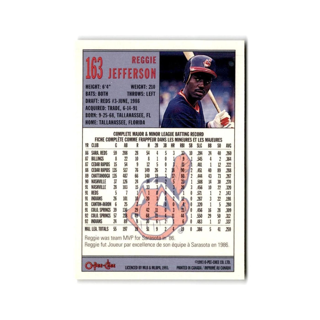 Reggie Jefferson 1993 O-Pee-Chee #163 Cleveland Indians Baseball Card NM