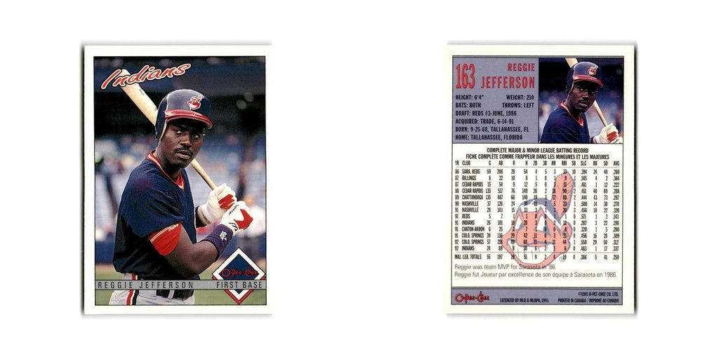 Reggie Jefferson 1993 O-Pee-Chee #163 Cleveland Indians Baseball Card NM