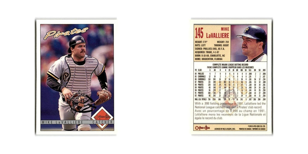 Mike LaValliere 1993 O-Pee-Chee #145 Pittsburgh Pirates Baseball Card NM