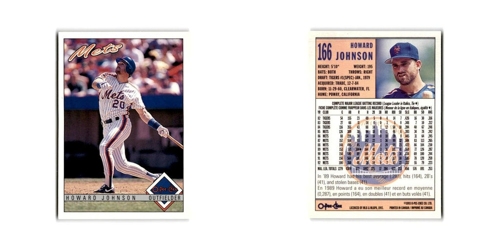 Howard Johnson 1993 O-Pee-Chee #166 New York Mets Baseball Card NM
