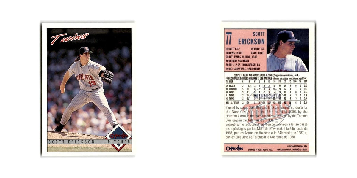 Scott Erickson 1993 O-Pee-Chee #77 Minnesota Twins Baseball Card NM
