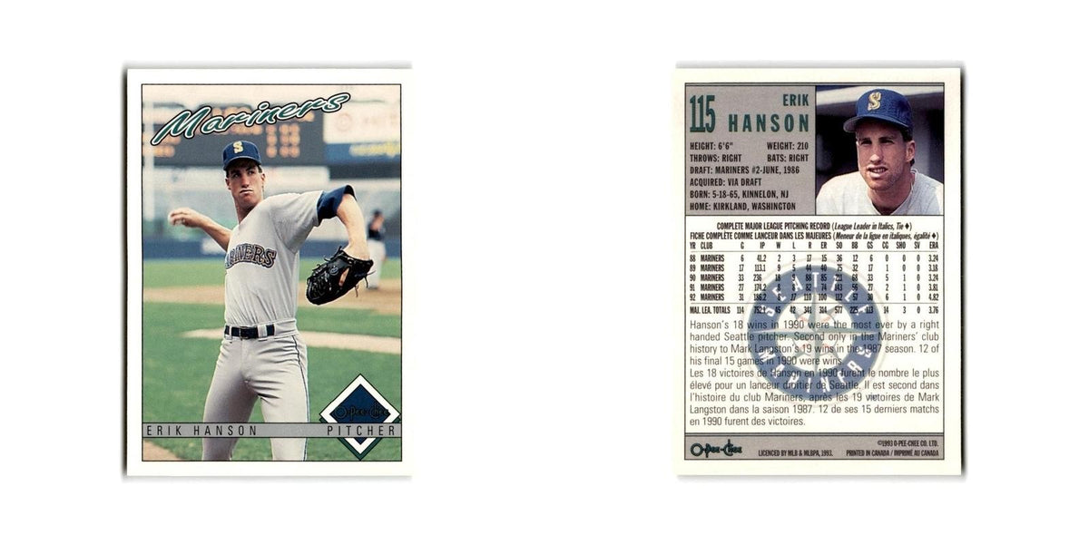 Erik Hanson 1993 O-Pee-Chee #115 Seattle Mariners Baseball Card NM