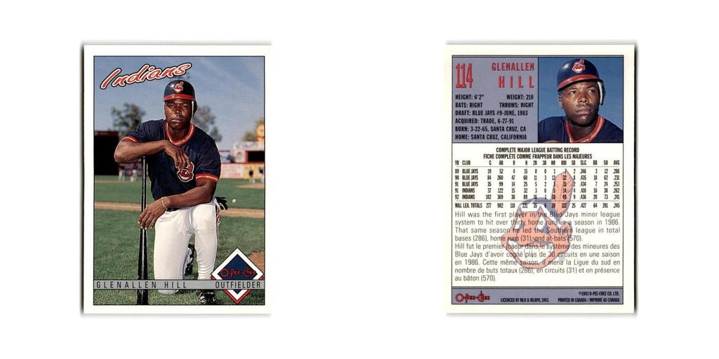 Glenallen Hill 1993 O-Pee-Chee #114 Cleveland Indians Baseball Card NM