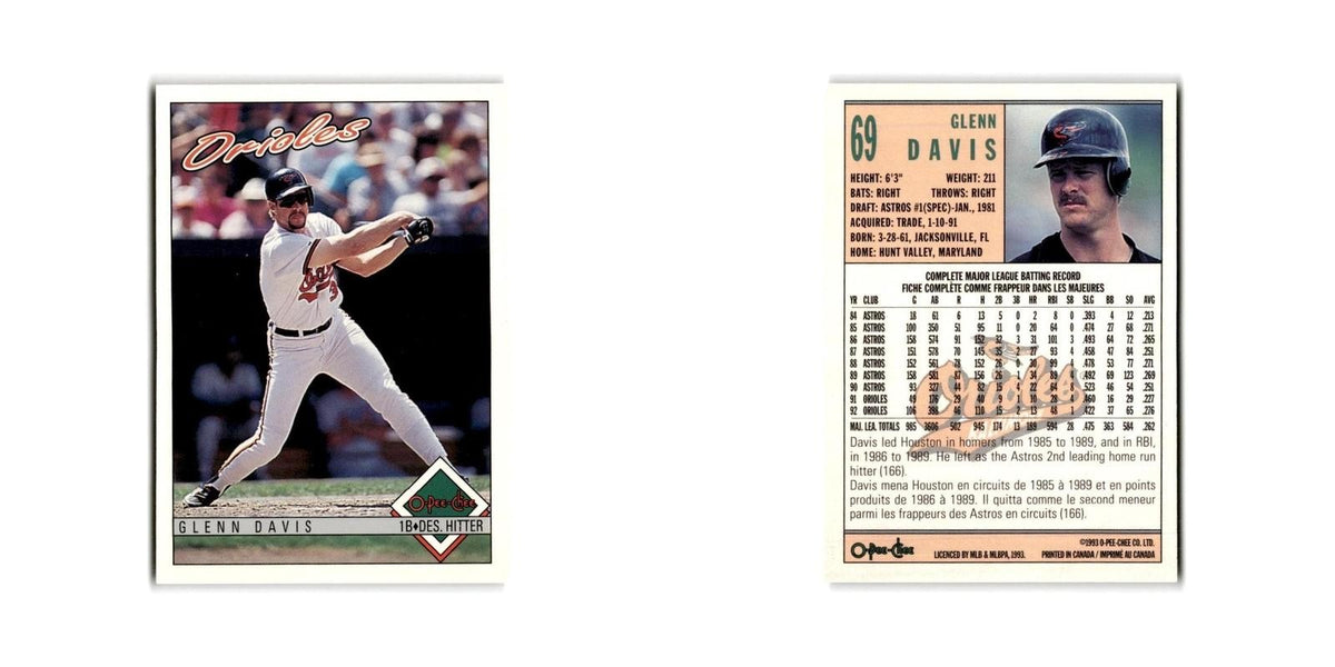 Glenn Davis 1993 O-Pee-Chee #69 Baltimore Orioles Baseball Card NM