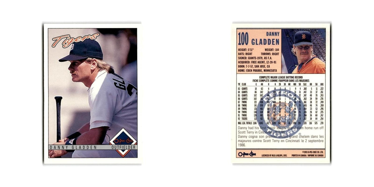 Danny Gladden 1993 O-Pee-Chee #100 Detroit Tigers Baseball Card NM