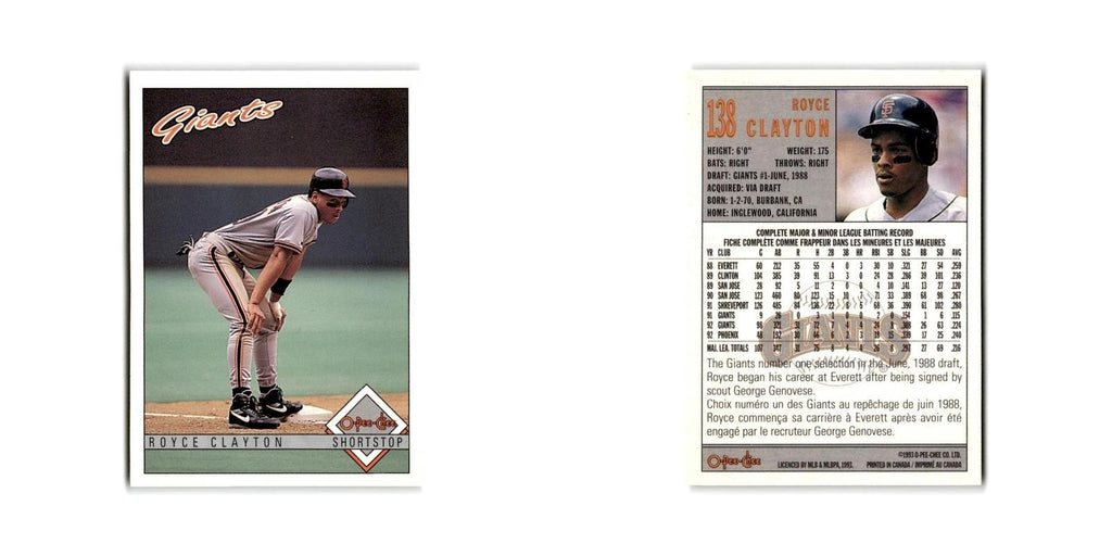 Royce Clayton 1993 O-Pee-Chee #138 San Francisco Giants Baseball Card NM