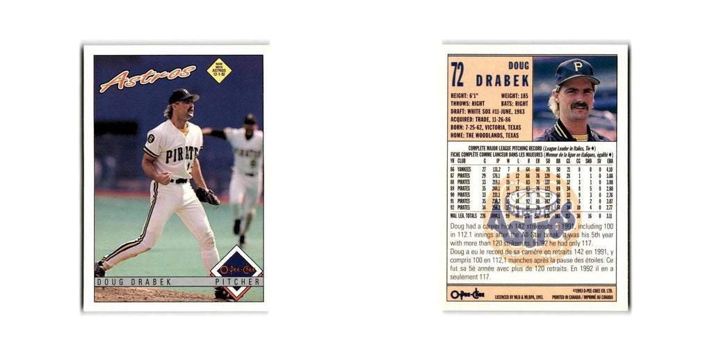 Doug Drabek 1993 O-Pee-Chee #72 Houston Astros Baseball Card NM