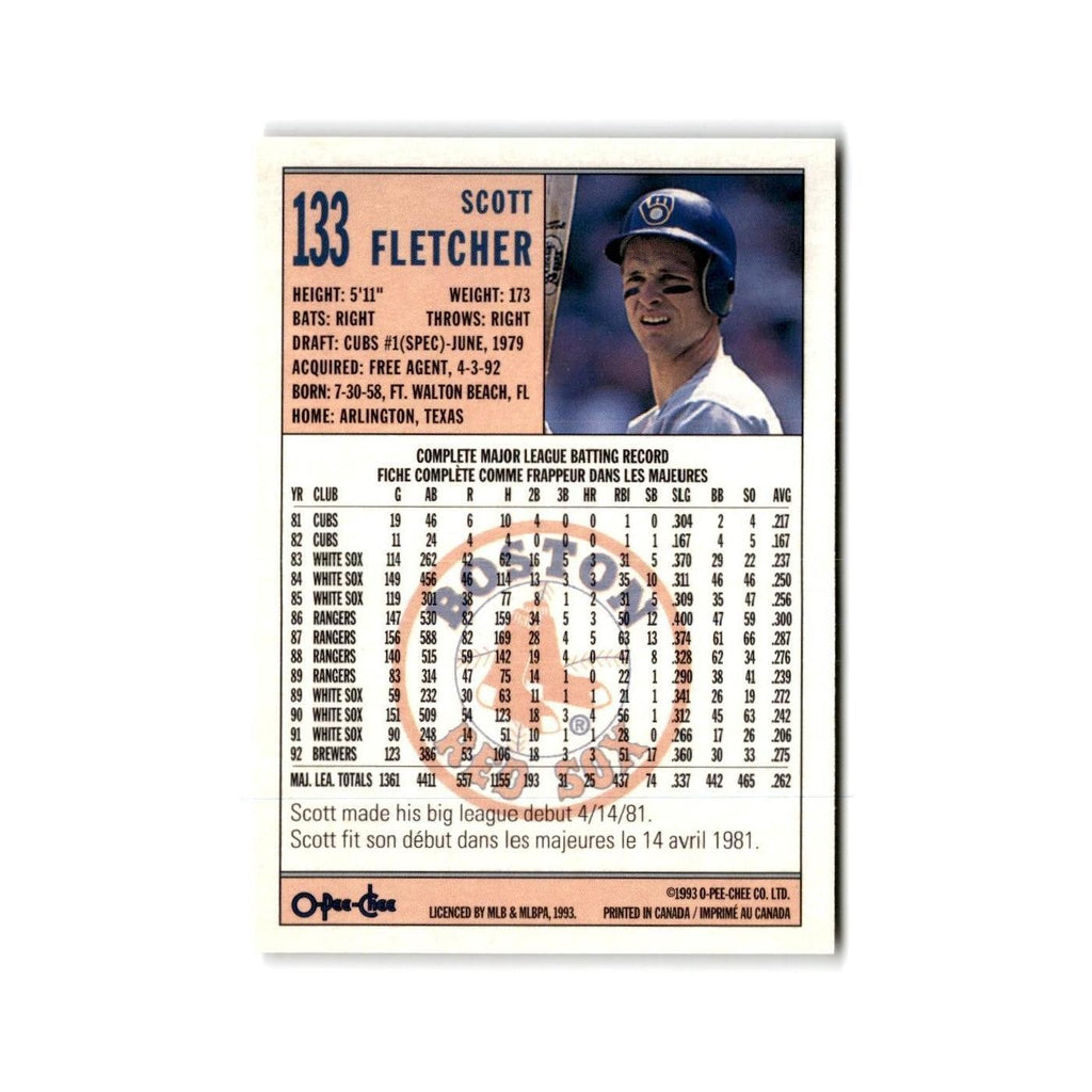 Scott Fletcher 1993 O-Pee-Chee #133 Boston Red Sox Baseball Card NM