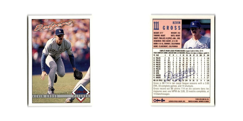 Kevin Gross 1993 O-Pee-Chee #111 Los Angeles Dodgers Baseball Card NM