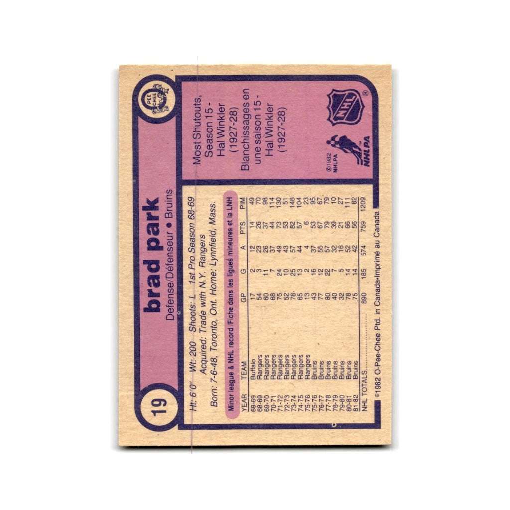 1982 O-Pee-Chee Brad Park Boston Bruins #19