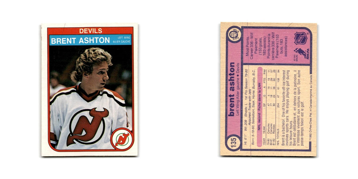 1982 O-Pee-Chee Brent Ashton RC New Jersey Devils #135