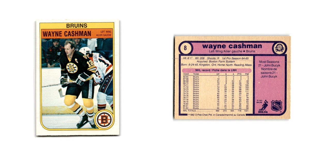 1982 O-Pee-Chee Wayne Cashman Boston Bruins #8
