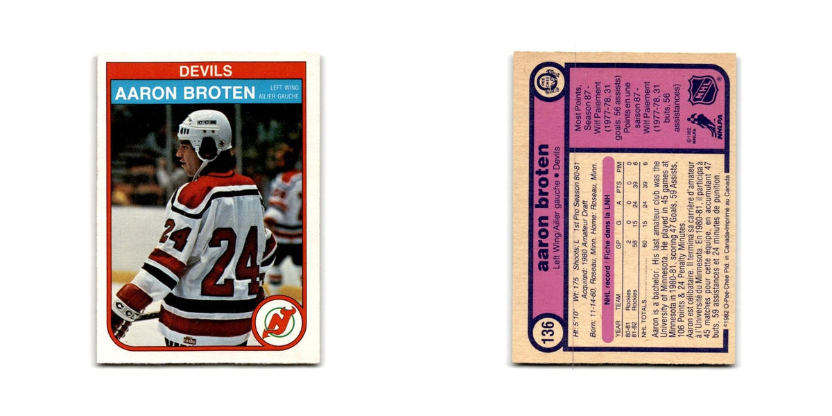 1982 O-Pee-Chee Aaron Broten RC New Jersey Devils #136