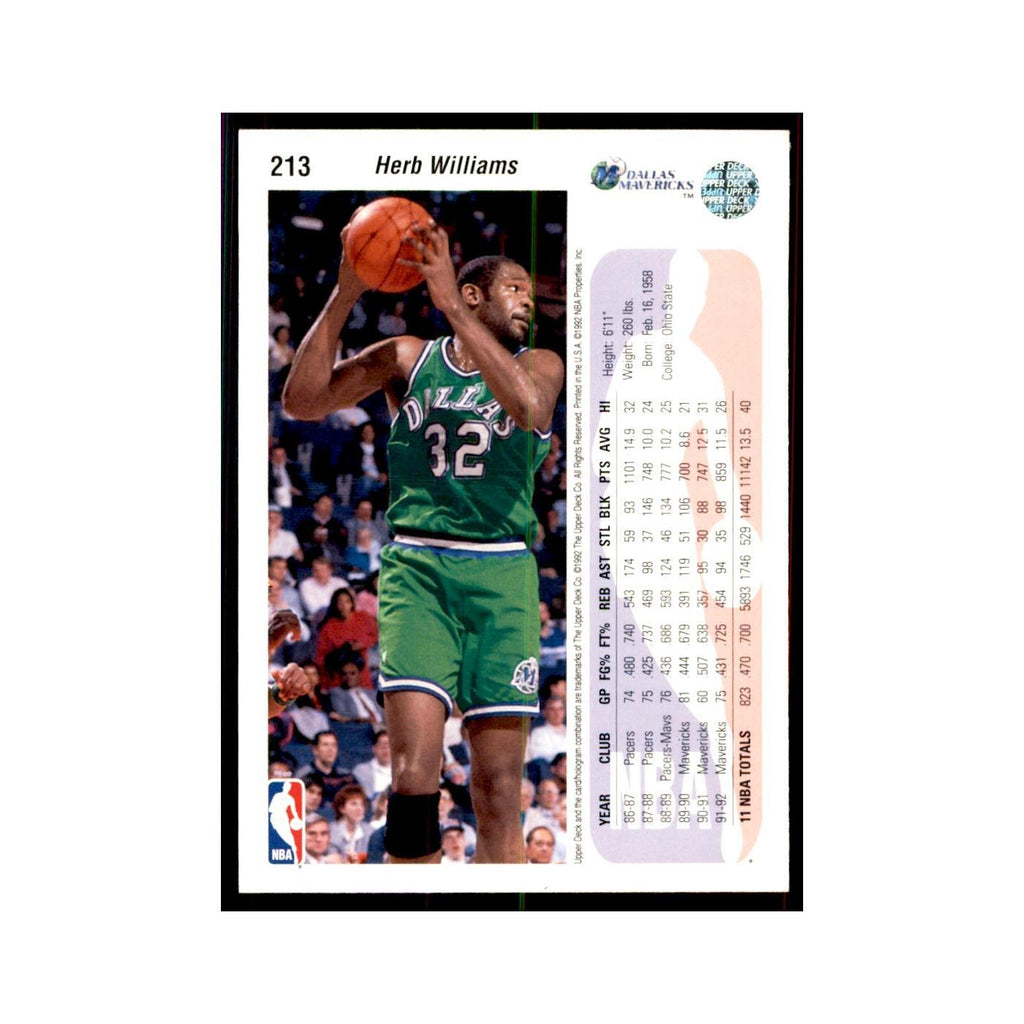 1992 Upper Deck Herb Williams Basketball Cards #213