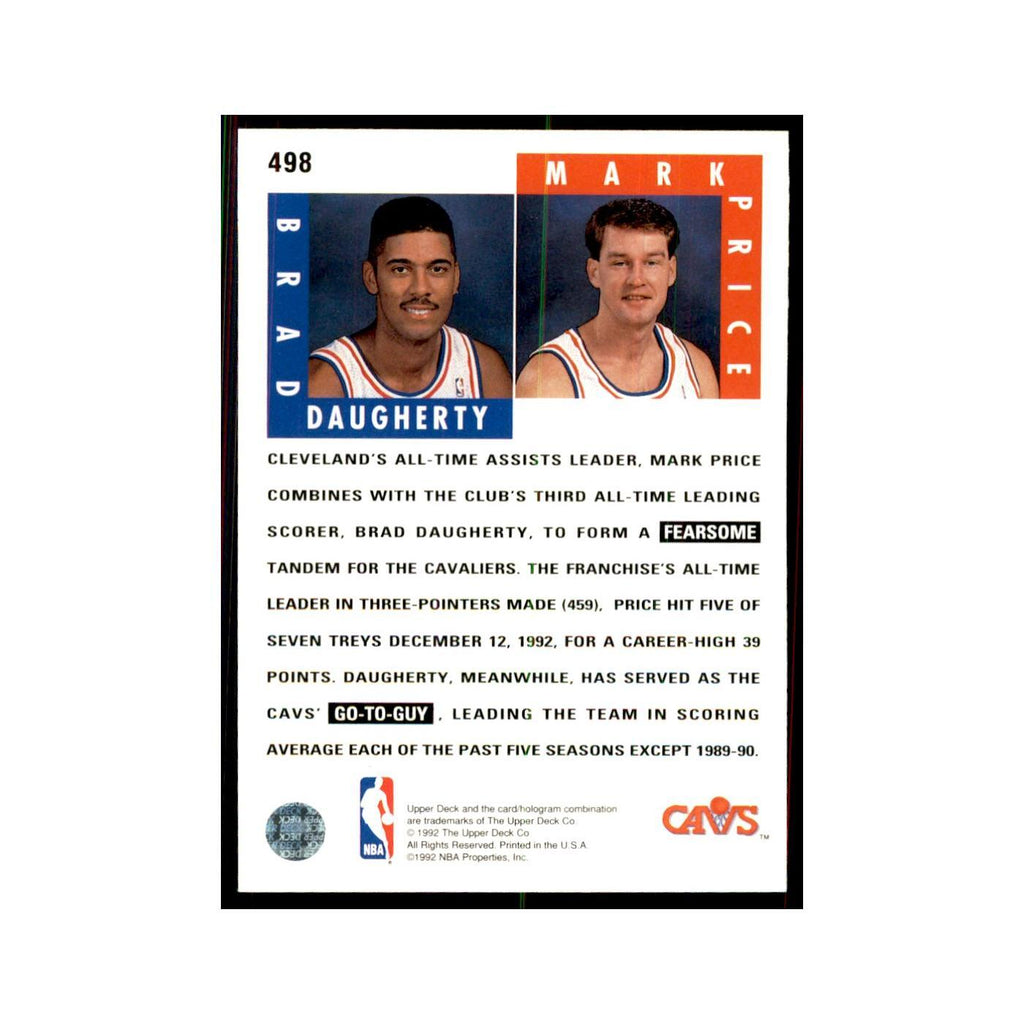 1992 Upper Deck Brad Daugherty/Mark Price Basketball Cards #498