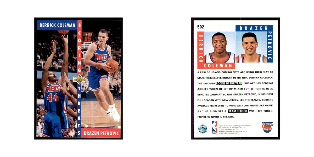 1992 Upper Deck Derrick Coleman/Drazen Petrovic Basketball Cards #502