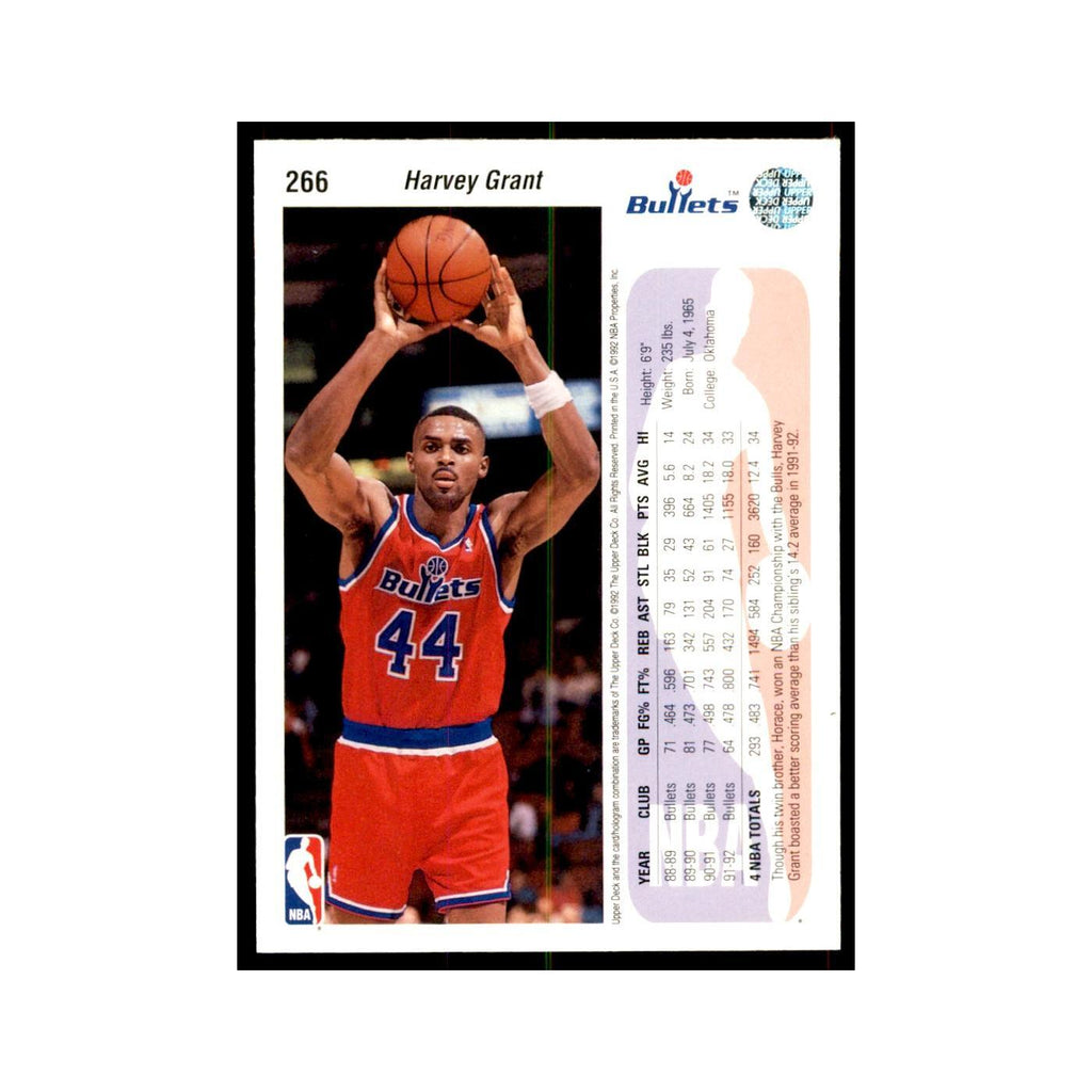 1992 Upper Deck Harvey Grant Basketball Cards #266