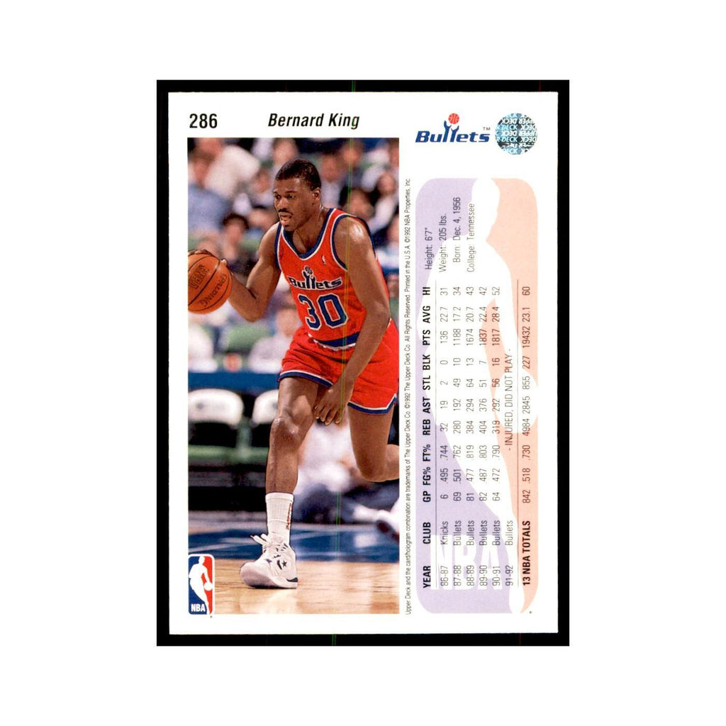 1992 Upper Deck Bernard King Basketball Cards #286