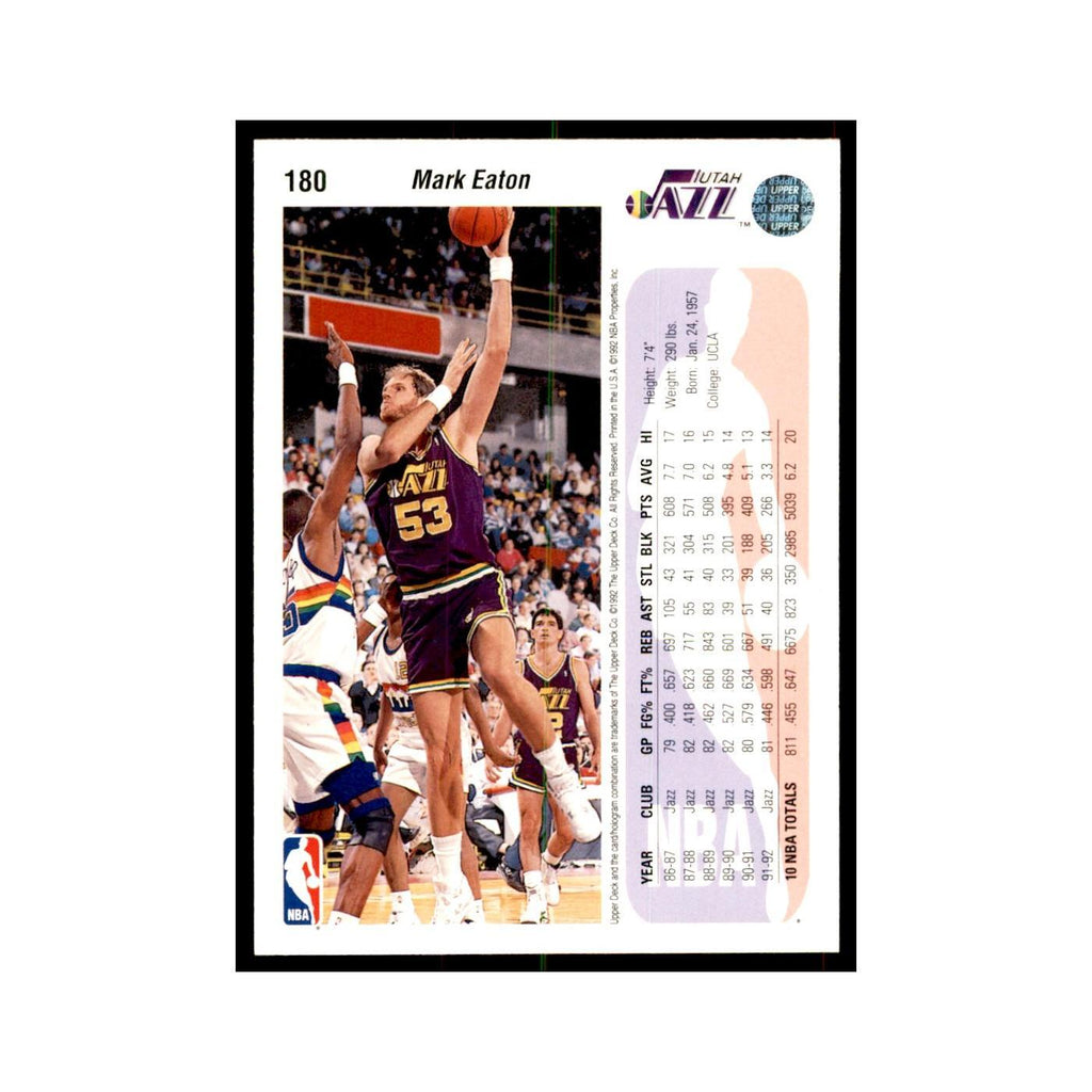 1992 Upper Deck Mark Eaton Basketball Cards #180
