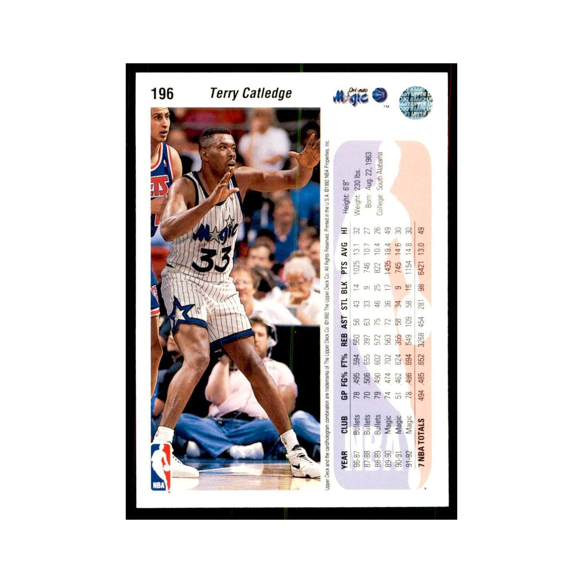 1992 Upper Deck Terry Catledge Basketball Cards #196