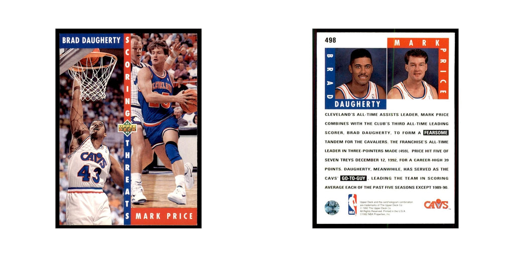 1992 Upper Deck Brad Daugherty/Mark Price Basketball Cards #498