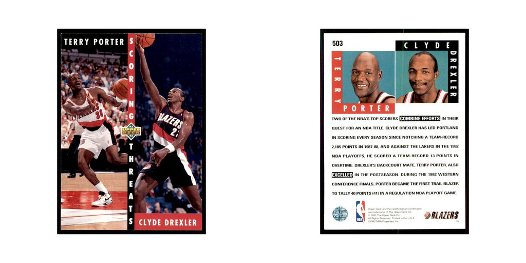 1992 Upper Deck Terry Porter/Clyde Drexler Basketball Cards #503