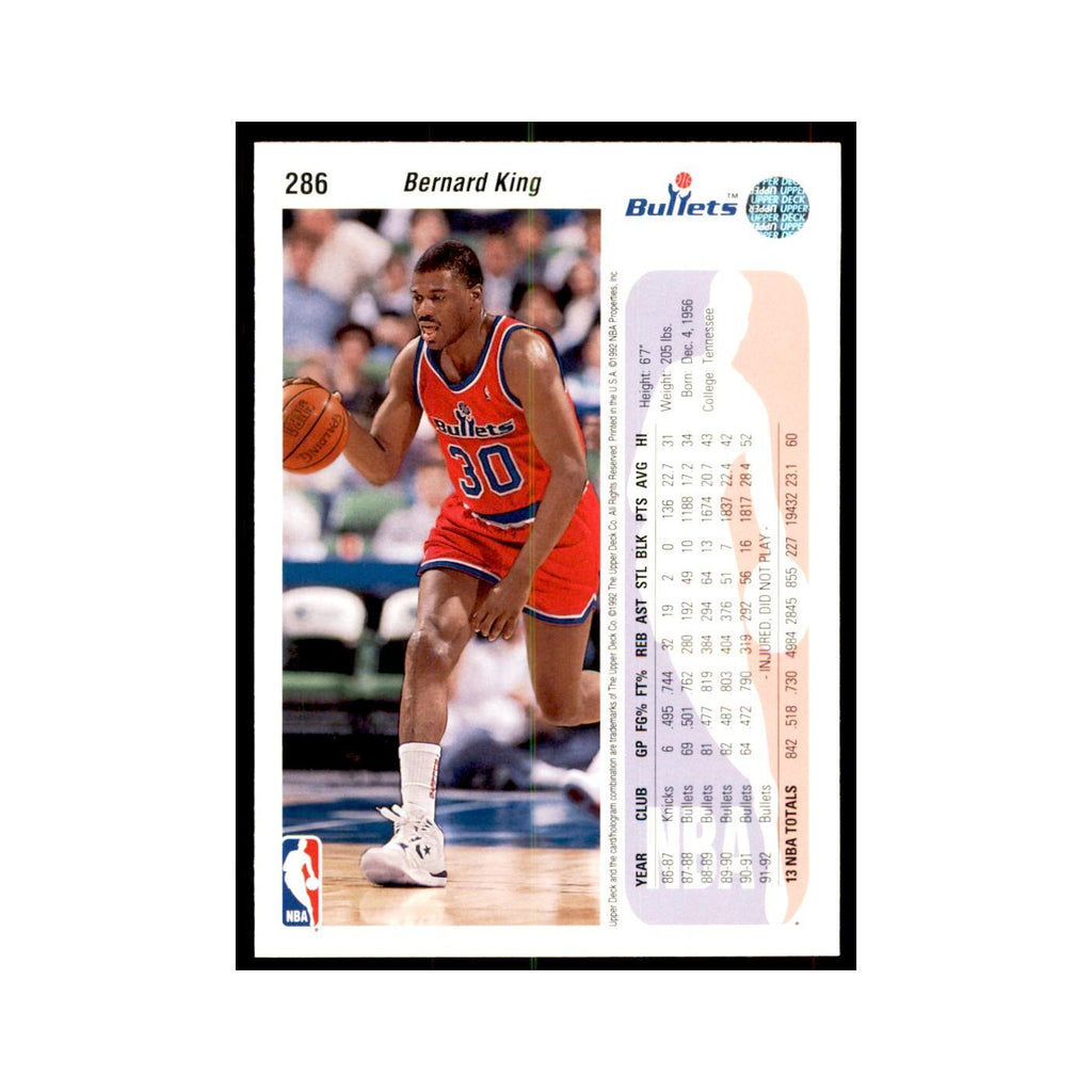 1992 Upper Deck Bernard King Basketball Cards #286